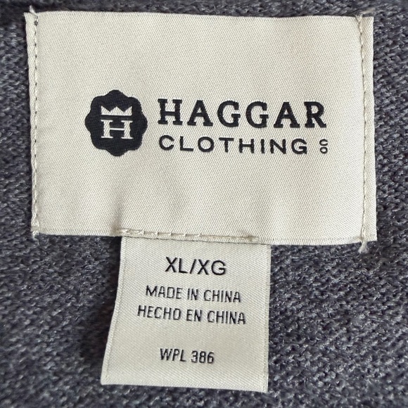 Haggar Mens XL Charcoal Gray Quarter Zip Pullover Sweater Cable Knit Mock Neck - Picture 2 of 7